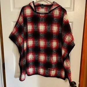 Eddie Bauer Ladies Plaid Hooded Fleece Poncho Size M/L
